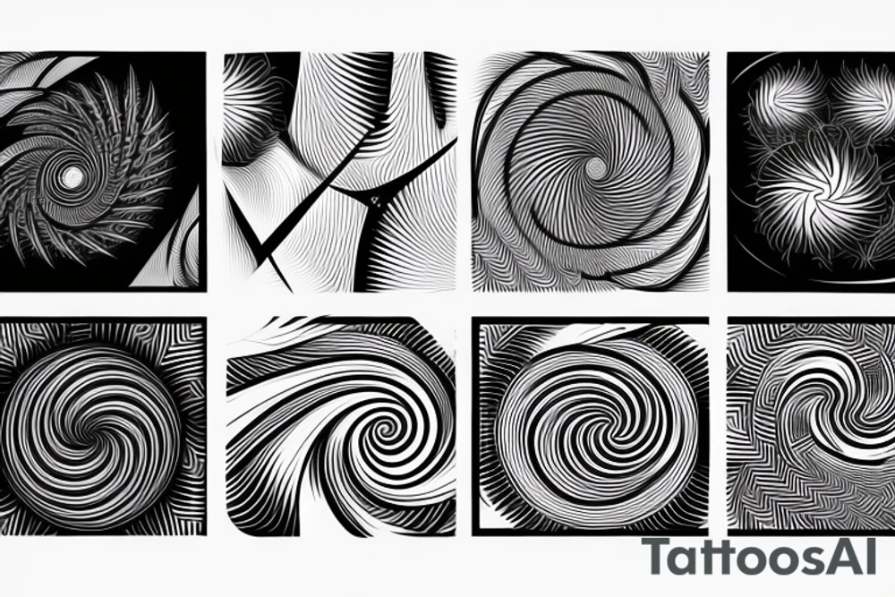 fractal spiral leave minimalistic Synthwave Stil, 2d digitale Vektorgrafik finelinestyle illustration tattoo idea