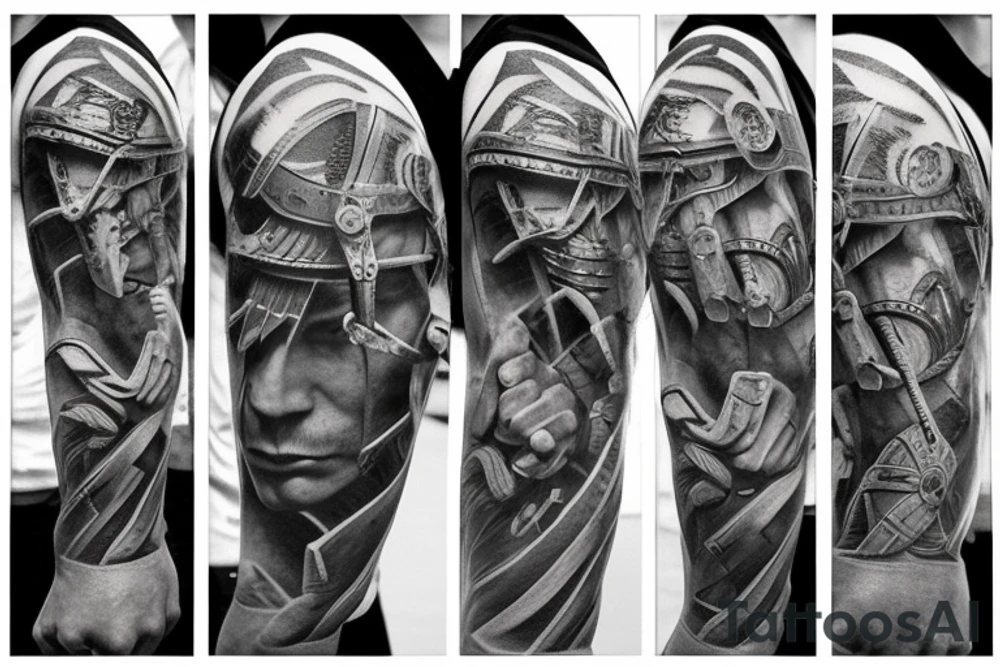 Spartan fighting tattoo idea