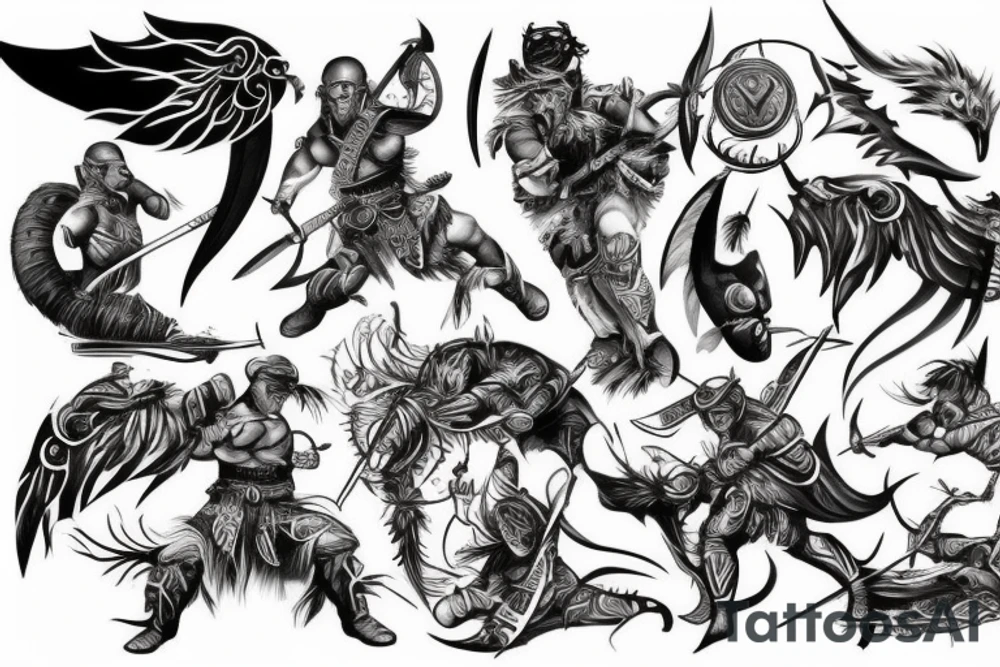 Warrior fighting tattoo idea