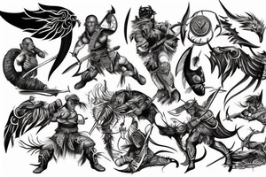 Warrior fighting tattoo idea