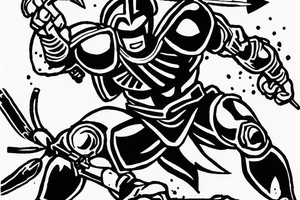 Spartan standing over enemy while deflecting arrows tattoo idea