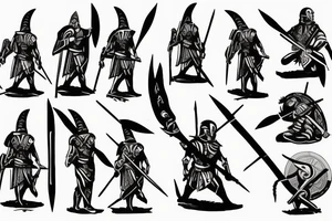 Spartan standing over enemy while deflecting arrows tattoo idea