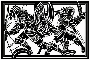 Spartan standing over enemy while deflecting arrows tattoo idea