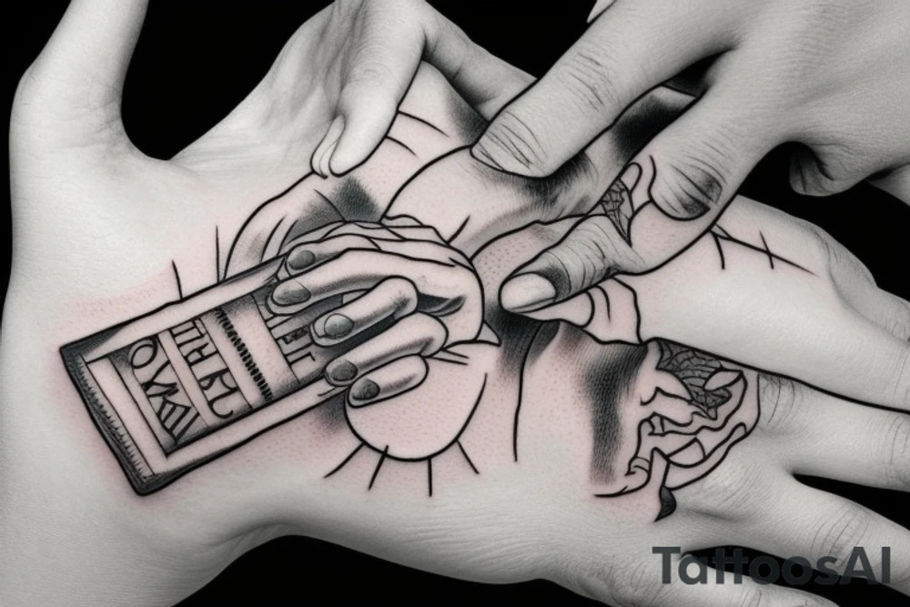 Praying hands with clouds and bible verse tattoo idea