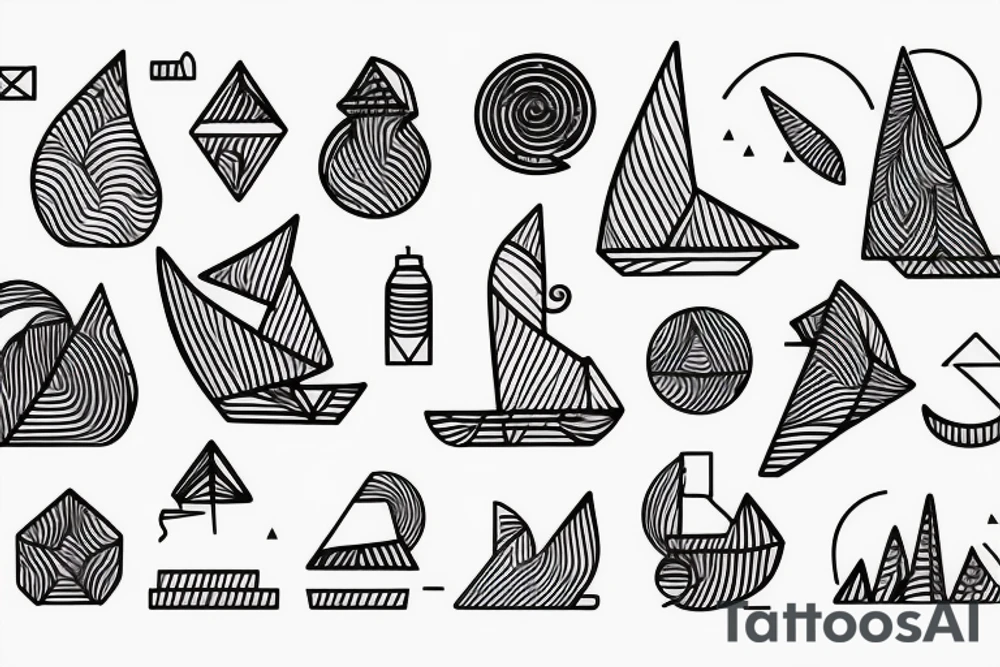 spiral paper boat minimalistic Synthwave Stil, 2d digitale Vektorgrafik finelinestyle illustration tattoo idea