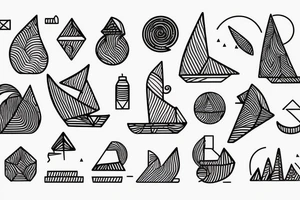 spiral paper boat minimalistic Synthwave Stil, 2d digitale Vektorgrafik finelinestyle illustration tattoo idea