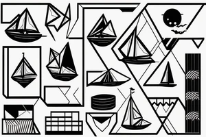 paper boat minimalistic Synthwave Stil, 2d digitale Vektorgrafik finelinestyle illustration tattoo idea