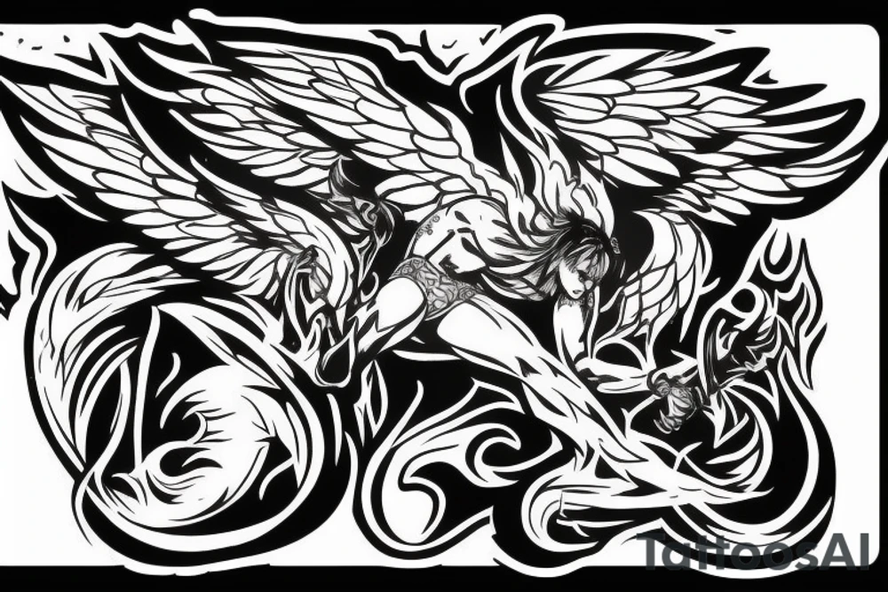 Angel fighting demon tattoo idea