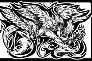 Angel fighting demon tattoo idea