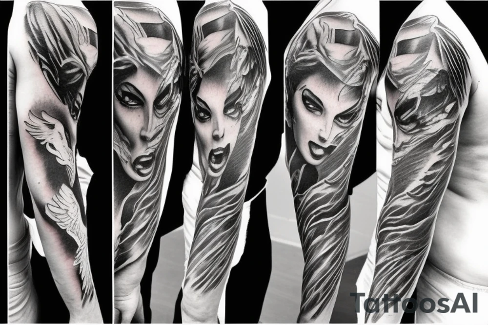 Angel fighting demon tattoo idea