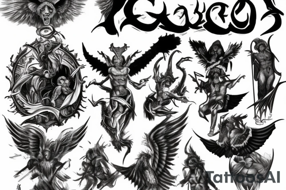 God fighting Lucifer tattoo idea