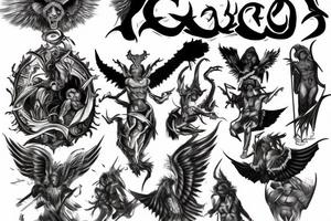 God fighting Lucifer tattoo idea
