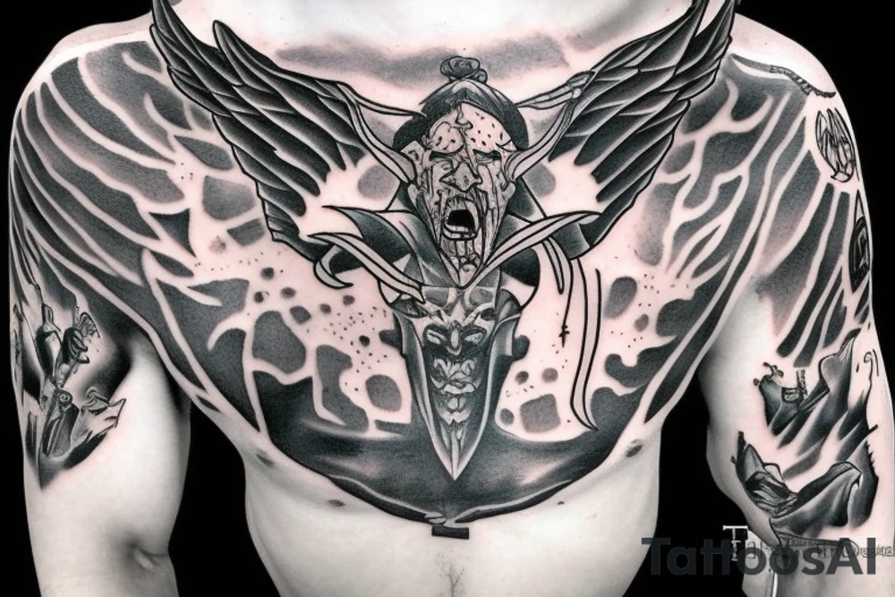 God fighting Lucifer tattoo idea