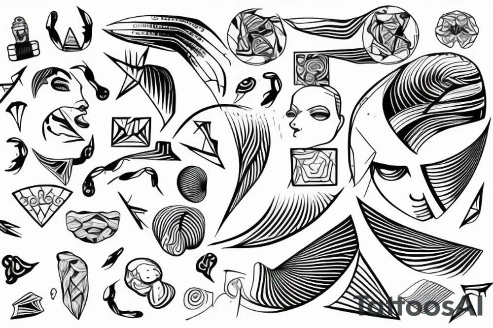 led brain wave tattoo idea