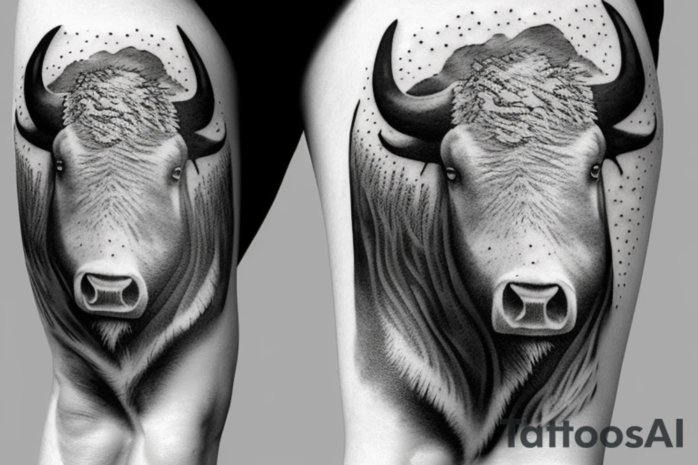 Buffalo standing in a snowy field tattoo idea