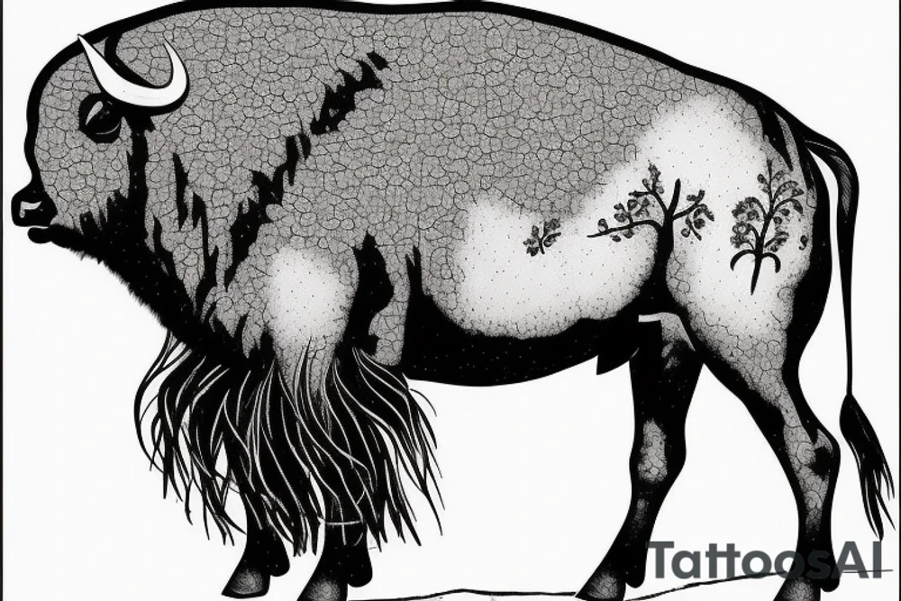 Buffalo standing in a snowy field tattoo idea