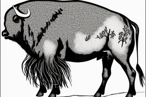 Buffalo standing in a snowy field tattoo idea
