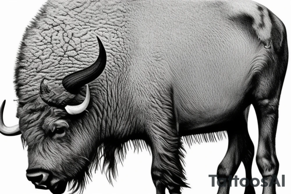 Buffalo standing in a snowy field tattoo idea