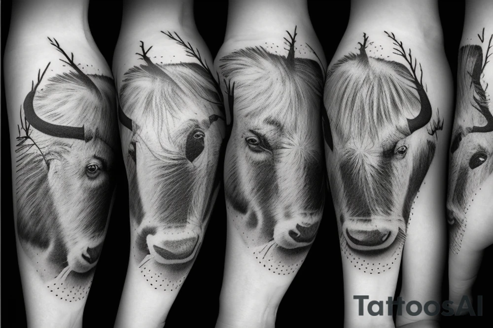 Buffalo standing in a snowy field tattoo idea