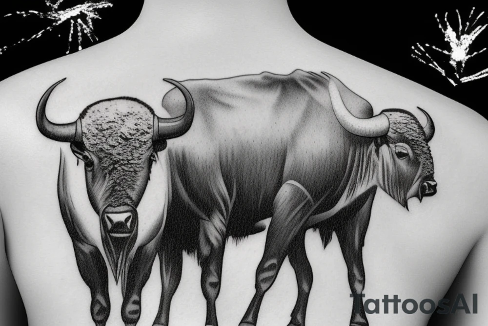 Buffalo standing in a snowy field tattoo idea