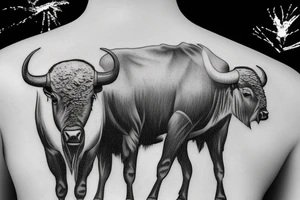 Buffalo standing in a snowy field tattoo idea