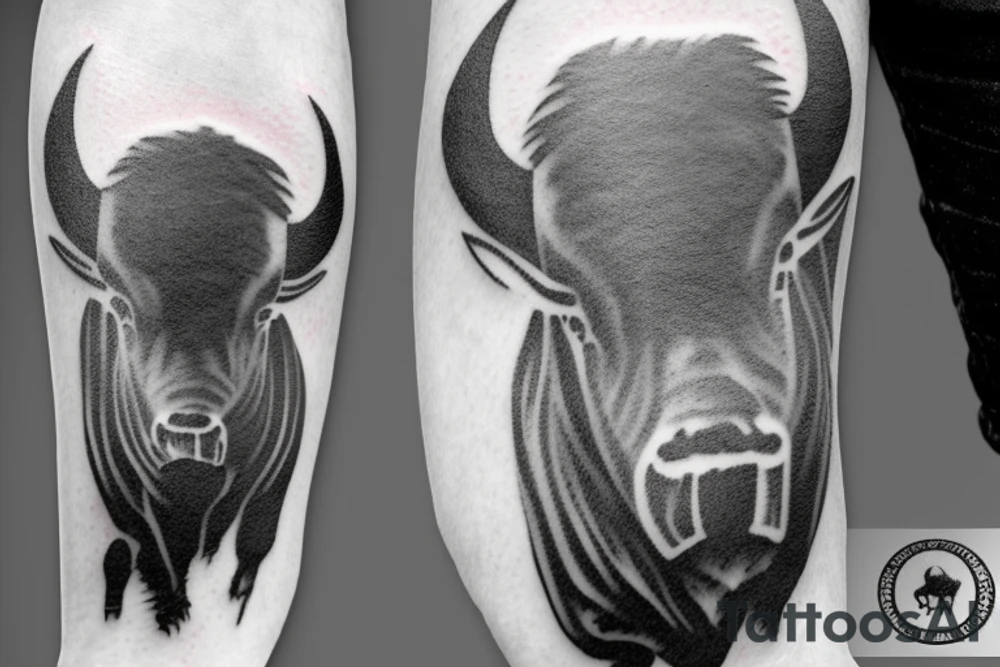 Buffalo standing in a snowy field tattoo idea