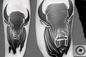 Buffalo standing in a snowy field tattoo idea