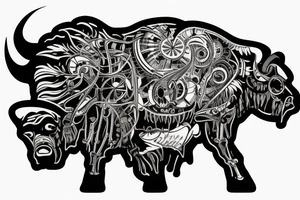 Buffalo in a field tattoo idea