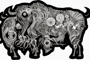 Buffalo in a field tattoo idea