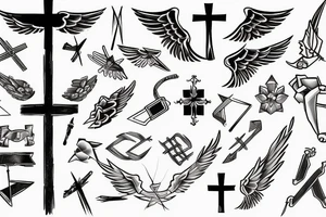 a cross with a single angle wing attached to it tattoo idea
