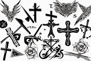 a cross with a single angle wing attached to it tattoo idea