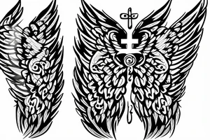 angle wing with a cross in-between tattoo idea
