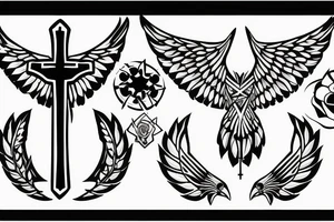 a cross with a single angle wing attached to it tattoo idea