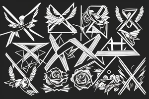 a cross with angle wing attached to it tattoo idea