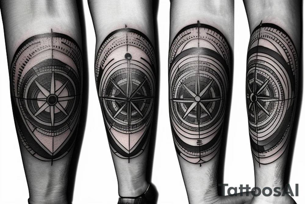 Travel tattoo with a compass surrounded by directions underneath the phases of the moon tattoo idea