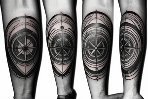 Travel tattoo with a compass surrounded by directions underneath the phases of the moon tattoo idea