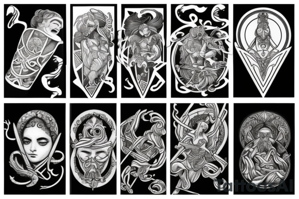 Fine-line Greek mythology tattoo tattoo idea