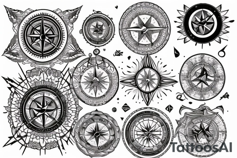 Compass and guitar tattoo idea