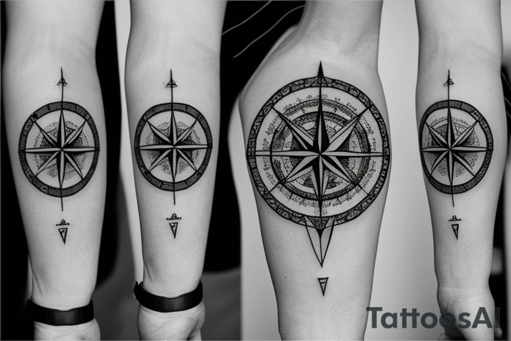 Compass and guitar tattoo idea