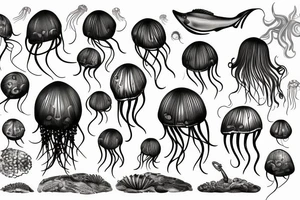 Jellyfish in tropical ocean tattoo idea