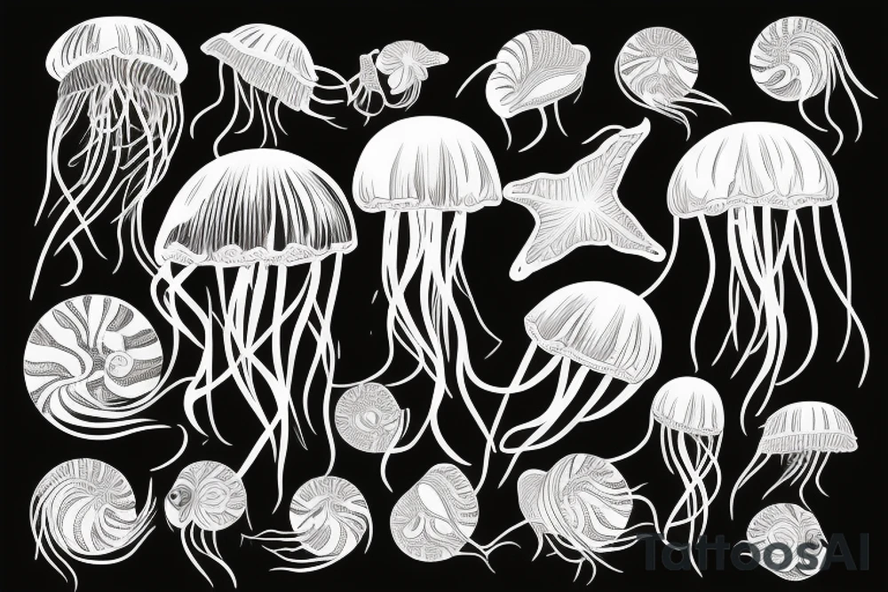 Jellyfish in tropical ocean tattoo idea