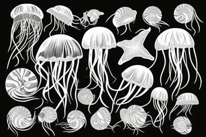 Jellyfish in tropical ocean tattoo idea
