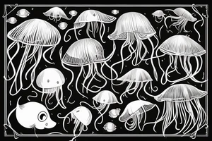 Jellyfish in tropical ocean tattoo idea