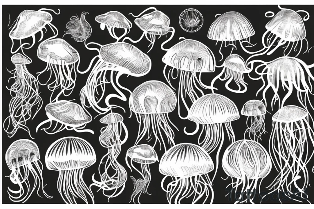 Jellyfish in tropical ocean tattoo idea