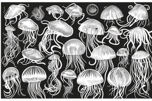 Jellyfish in tropical ocean tattoo idea