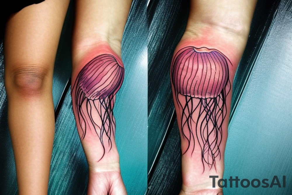 Jellyfish in tropical ocean tattoo idea