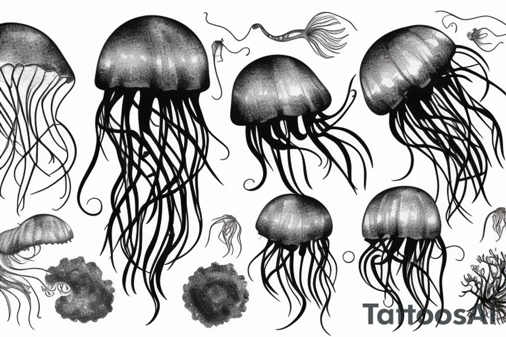 Jellyfish in tropical ocean tattoo idea