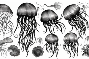 Jellyfish in tropical ocean tattoo idea