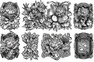Labyrinth peonies music tattoo idea