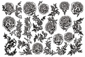Labyrinth peonies music tattoo idea